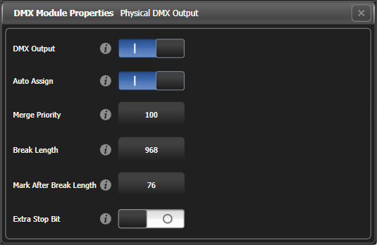 DMX512 Module Properties