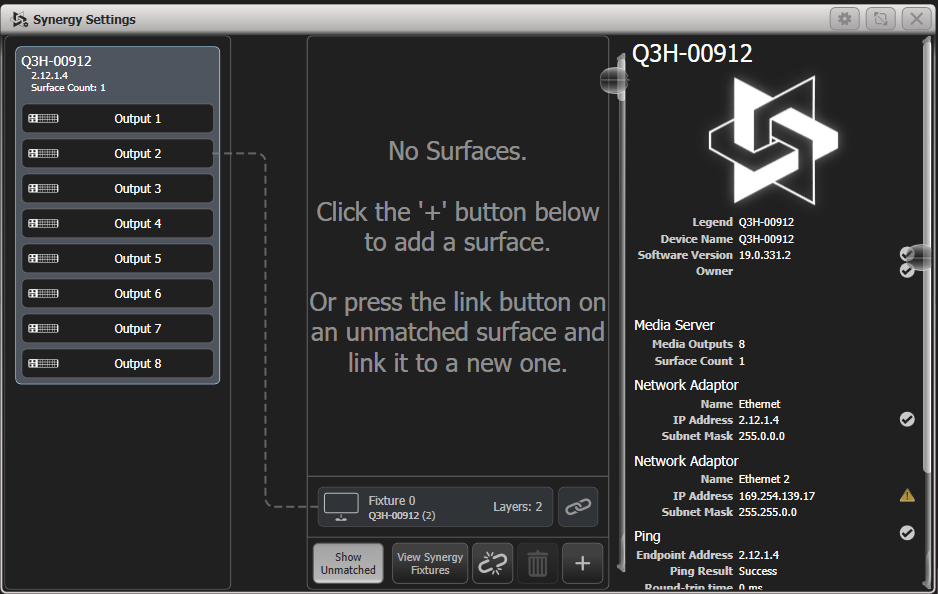 Synergy Settings Window