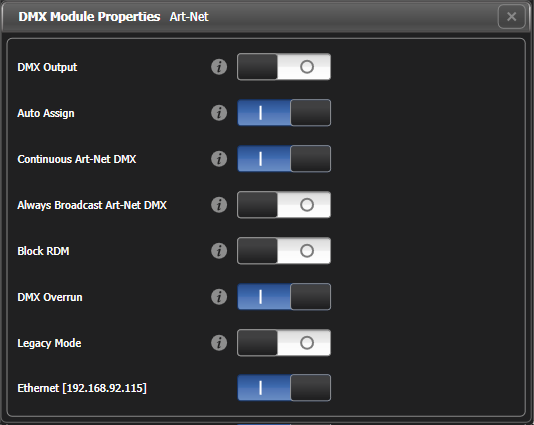 Art-Net DMX Module Properties