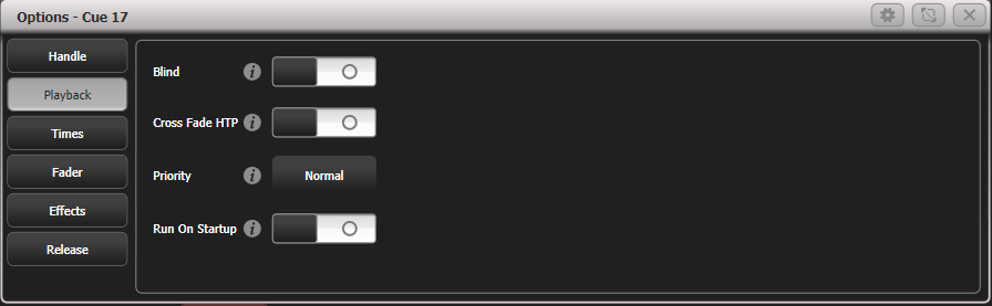 Playback Options showing playback tab