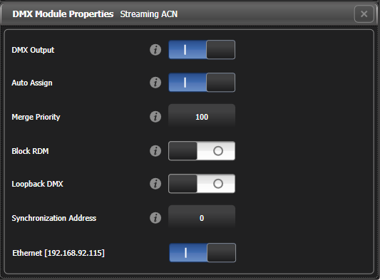 sACN DMX Module Properties